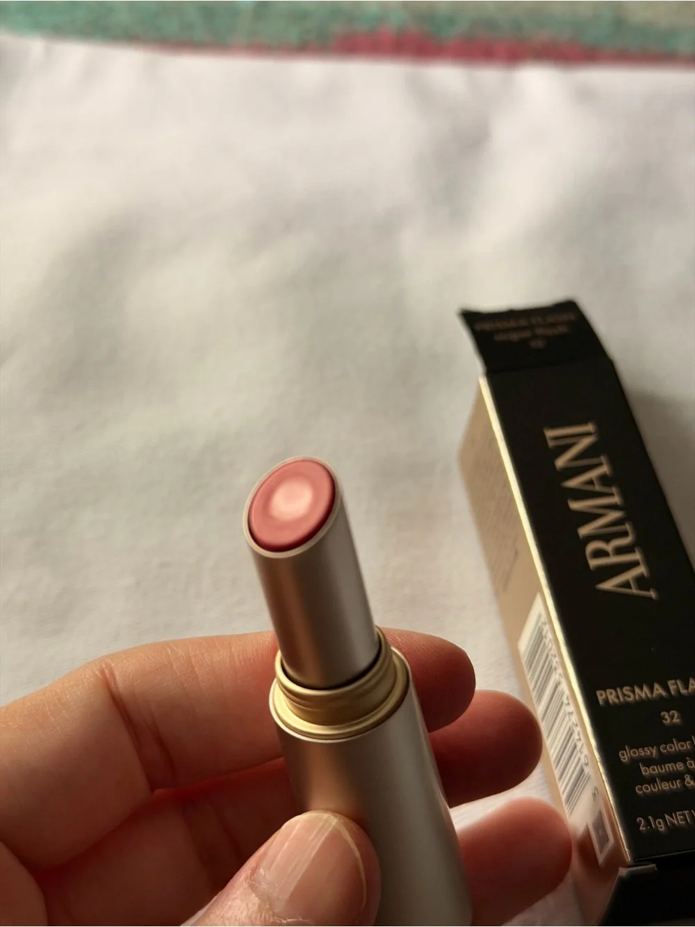 Giorgio Armani Prisma Flash Lip Balm - Sugar Flash 32 (Pink, Gold Tube)